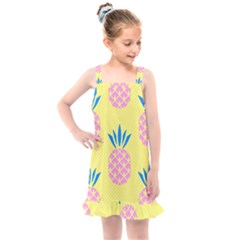 Summer Pineapple Seamless Pattern Kids  Overall Dress by Sobalvarro