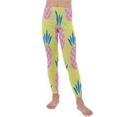 Summer Pineapple Seamless Pattern Kids  Lightweight Velour Leggings by Sobalvarro