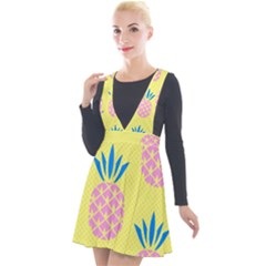 Summer Pineapple Seamless Pattern Plunge Pinafore Velour Dress