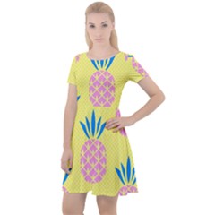 Summer Pineapple Seamless Pattern Cap Sleeve Velour Dress  by Sobalvarro