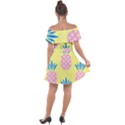 Summer Pineapple Seamless Pattern Off Shoulder Velour Dress View2