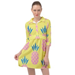 Summer Pineapple Seamless Pattern Mini Skater Shirt Dress by Sobalvarro