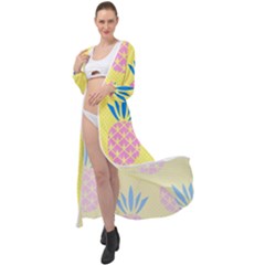 Summer Pineapple Seamless Pattern Maxi Chiffon Beach Wrap by Sobalvarro