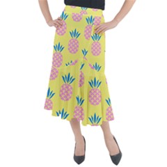 Summer Pineapple Seamless Pattern Midi Mermaid Skirt by Sobalvarro