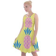 Summer Pineapple Seamless Pattern Knee Length Skater Dress by Sobalvarro