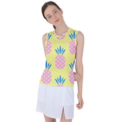 Summer Pineapple Seamless Pattern Women s Sleeveless Mesh Sports Top by Sobalvarro