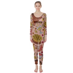 Thanksgiving Pattern Long Sleeve Catsuit