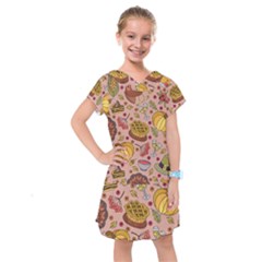 Thanksgiving Pattern Kids  Drop Waist Dress by Sobalvarro