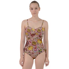 Thanksgiving Pattern Sweetheart Tankini Set