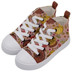 Thanksgiving Pattern Kids  Mid-top Canvas Sneakers by Sobalvarro