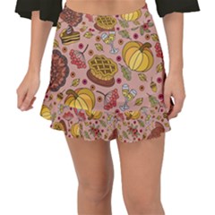 Thanksgiving Pattern Fishtail Mini Chiffon Skirt by Sobalvarro