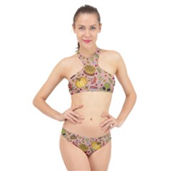 Thanksgiving Pattern High Neck Bikini Set