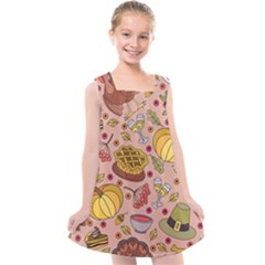 Thanksgiving Pattern Kids  Cross Back Dress by Sobalvarro