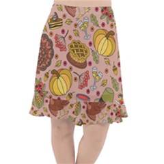 Thanksgiving Pattern Fishtail Chiffon Skirt