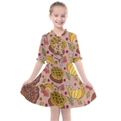 Thanksgiving Pattern Kids  All Frills Chiffon Dress by Sobalvarro