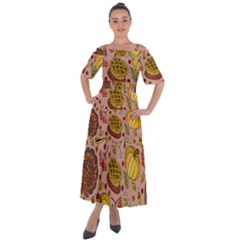 Thanksgiving Pattern Shoulder Straps Boho Maxi Dress 