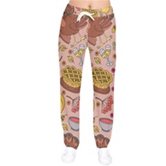 Thanksgiving Pattern Women velvet Drawstring Pants