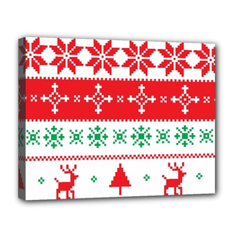 Ugly Christmas Sweater Pattern Canvas 14  X 11  (stretched) by Sobalvarro