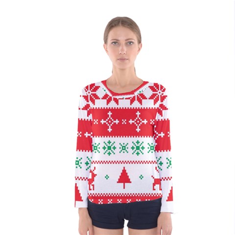 Ugly Christmas Sweater Pattern Women s Long Sleeve Tee by Sobalvarro