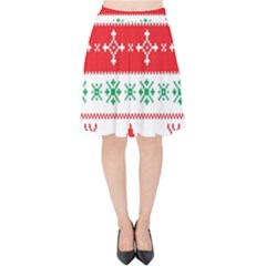 Ugly Christmas Sweater Pattern Velvet High Waist Skirt by Sobalvarro