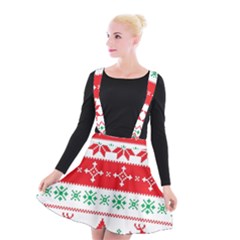 Ugly Christmas Sweater Pattern Suspender Skater Skirt