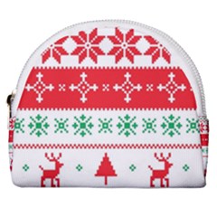 Ugly Christmas Sweater Pattern Horseshoe Style Canvas Pouch by Sobalvarro