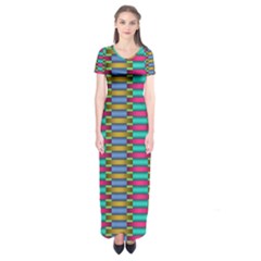 Seamless Tile Pattern Short Sleeve Maxi Dress