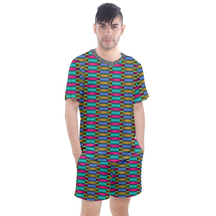 Seamless Tile Pattern Men s Mesh Tee and Shorts Set