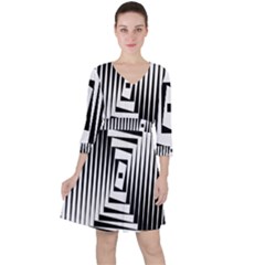 Background Black White Design Ruffle Dress