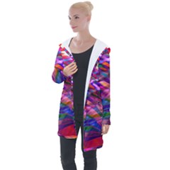 Wave Lines Pattern Abstract Longline Hooded Cardigan by Alisyart