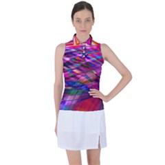 Wave Lines Pattern Abstract Women’s Sleeveless Polo Tee