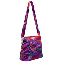 Wave Lines Pattern Abstract Zipper Messenger Bag by Alisyart