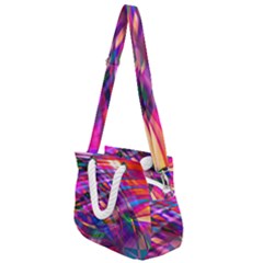 Wave Lines Pattern Abstract Rope Handles Shoulder Strap Bag by Alisyart