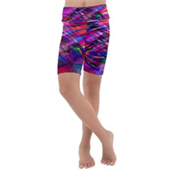 Wave Lines Pattern Abstract Kids  Lightweight Velour Cropped Yoga Leggings by Alisyart