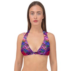Wave Lines Pattern Abstract Double Strap Halter Bikini Top