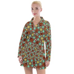 Colorful Modern Geometric Print Pattern Women s Long Sleeve Casual Dress by dflcprintsclothing