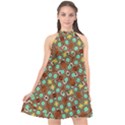 Colorful Modern Geometric Print Pattern Halter Neckline Chiffon Dress  View1