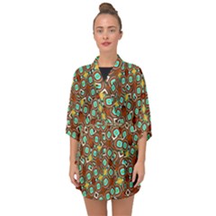 Colorful Modern Geometric Print Pattern Half Sleeve Chiffon Kimono