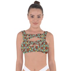 Colorful Modern Geometric Print Pattern Bandaged Up Bikini Top by dflcprintsclothing