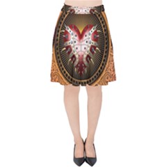 Awesome Dark Heart With Skulls Velvet High Waist Skirt by FantasyWorld7