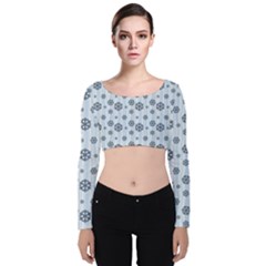 Snowflakes Winter Christmas Velvet Long Sleeve Crop Top by Alisyart