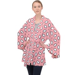 Pink Background Texture Long Sleeve Velvet Kimono 
