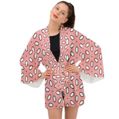 Pink Background Texture Long Sleeve Kimono by Mariart