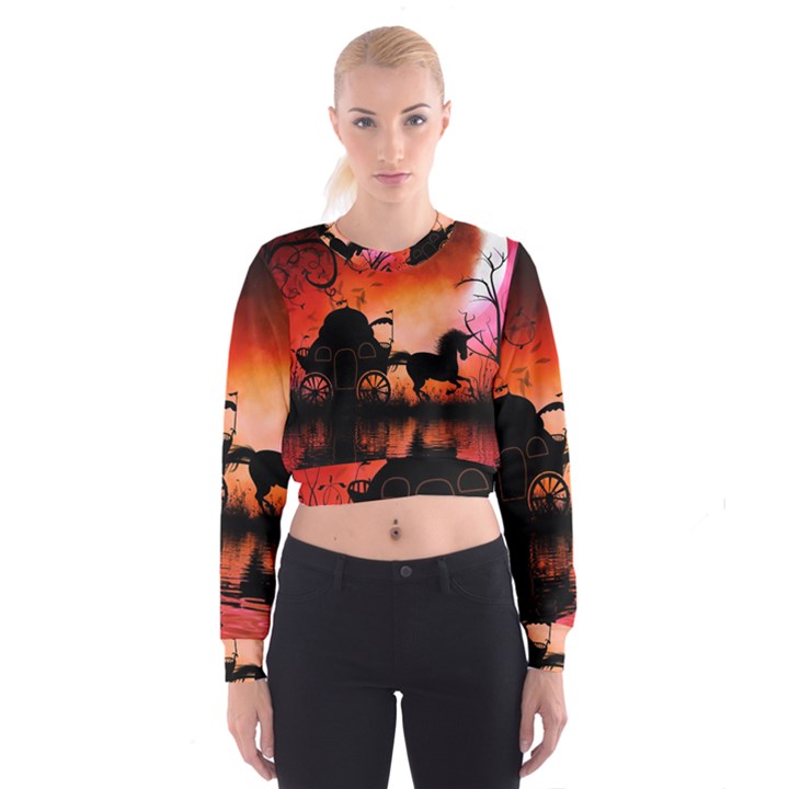 Drive In The Night By Carriage Cropped Sweatshirt