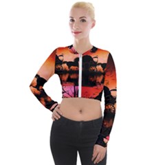 Drive In The Night By Carriage Long Sleeve Cropped Velvet Jacket by FantasyWorld7