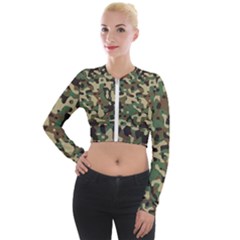 Army Pattern  Long Sleeve Cropped Velvet Jacket by myuique