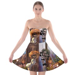 Cute Dark Fairys With Cat Strapless Bra Top Dress by FantasyWorld7