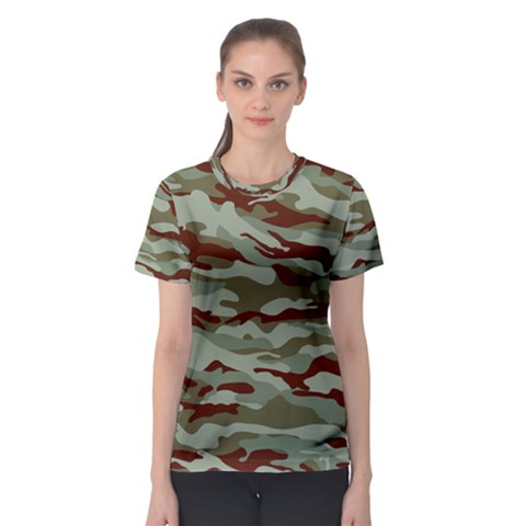 Brown And Green Camo Women s Sport Mesh Tee by McCallaCoultureArmyShop