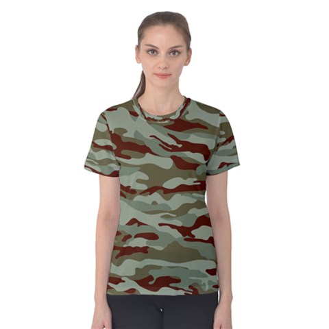 Brown And Green Camo Women s Cotton Tee by McCallaCoultureArmyShop