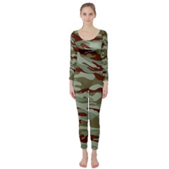 Brown And Green Camo Long Sleeve Catsuit by McCallaCoultureArmyShop